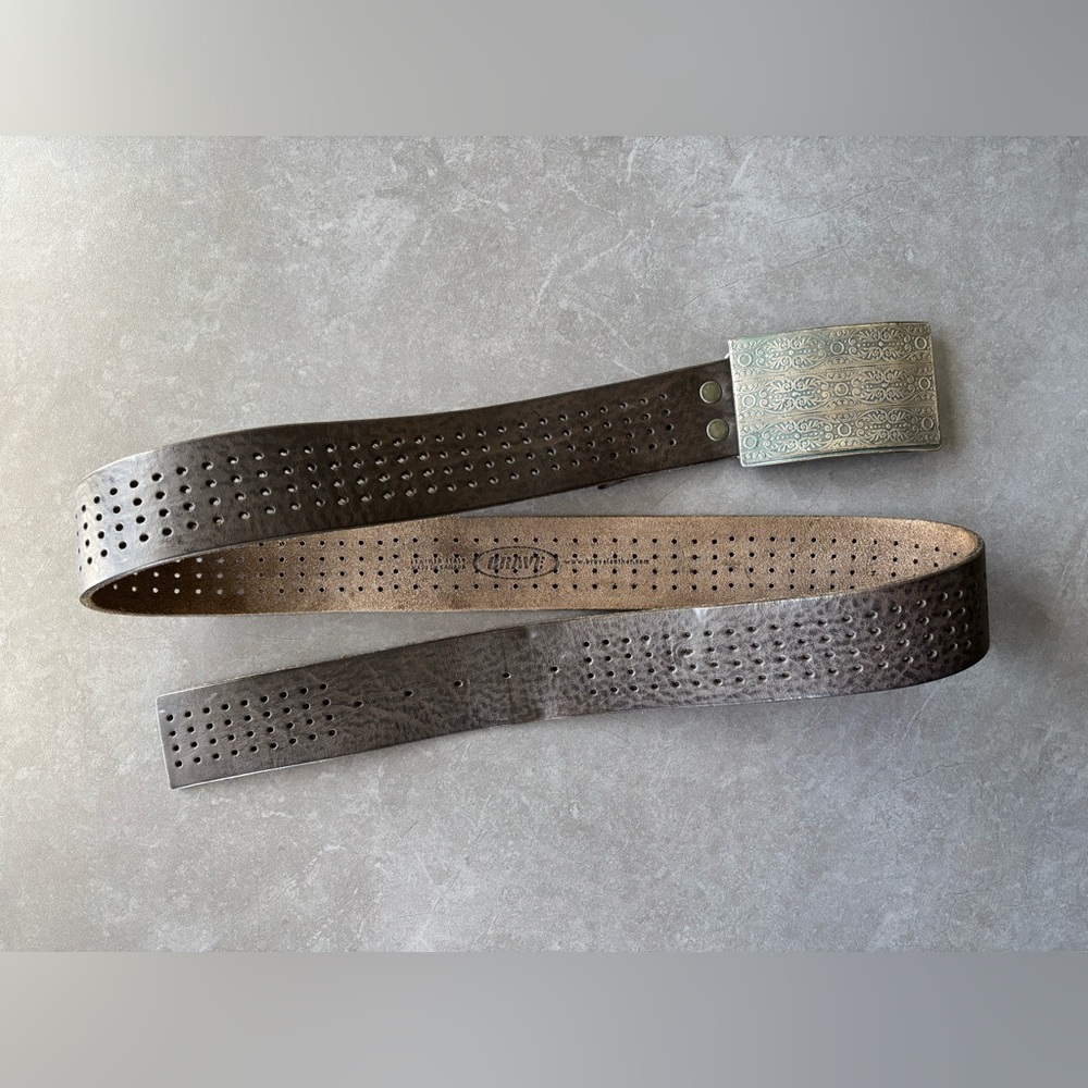 Brave Beltworks Men’s Belt Brown Genuine Italian Leather Ornate Buckle 40